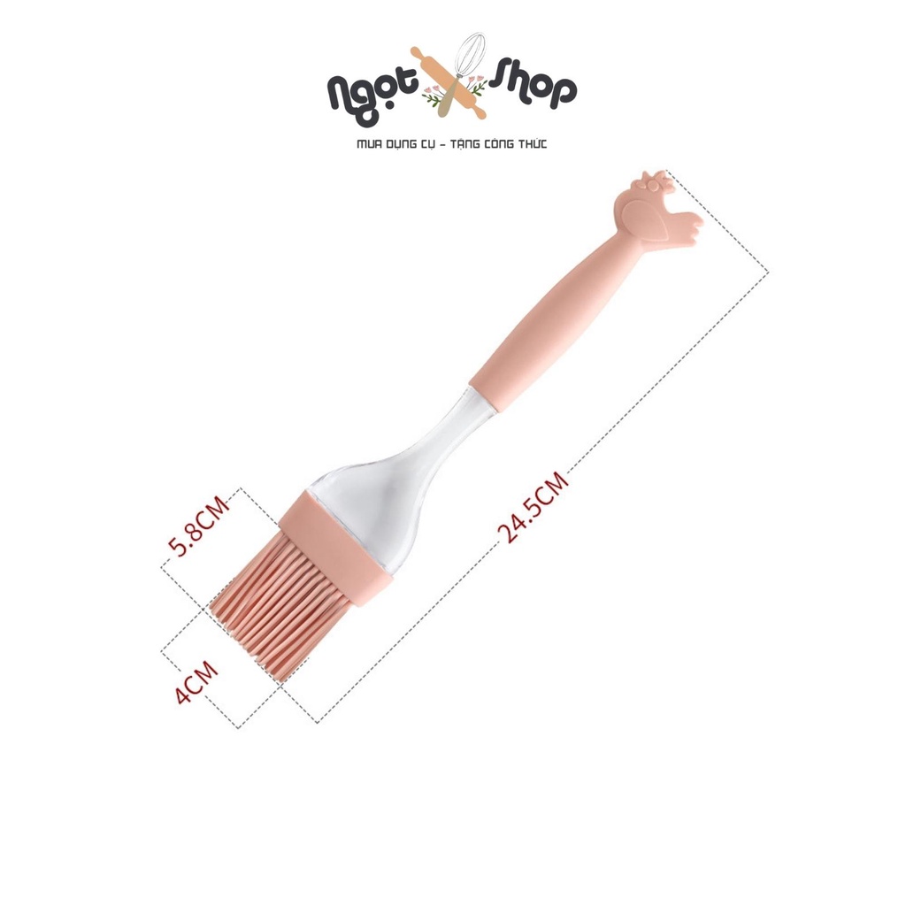Phới dẹt và chổi quét dầu ăn hình con gà, Set 2 chiếc dễ thương