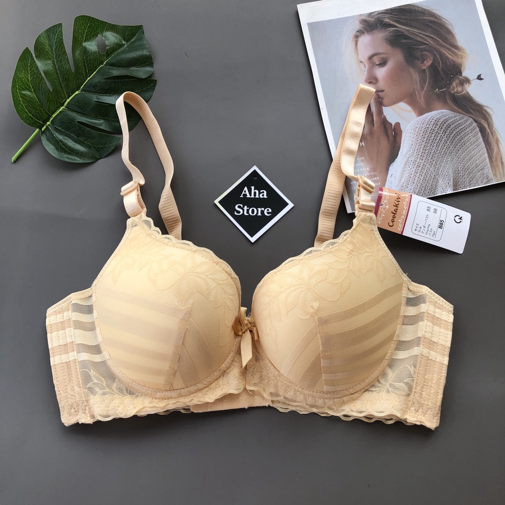 Áo Lót Nữ Bigsize Ren Họa Tiết Sọc Có Gọng Mút Ép Mỏng BIG1 Yion Underwear