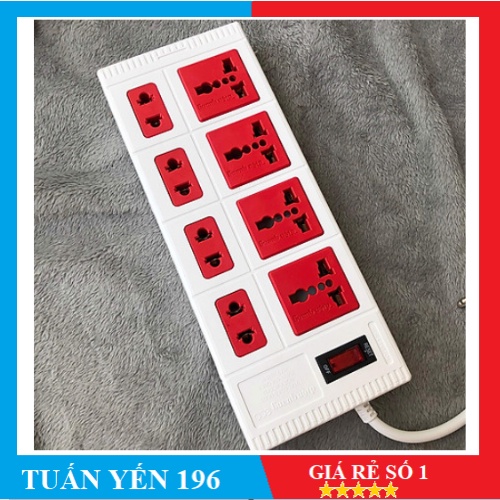 Ổ cắm Điện Quang ECO ĐQ ESK 5WR 8ECO (8 Lỗ, dây dài 5m, màu trắng đỏ)