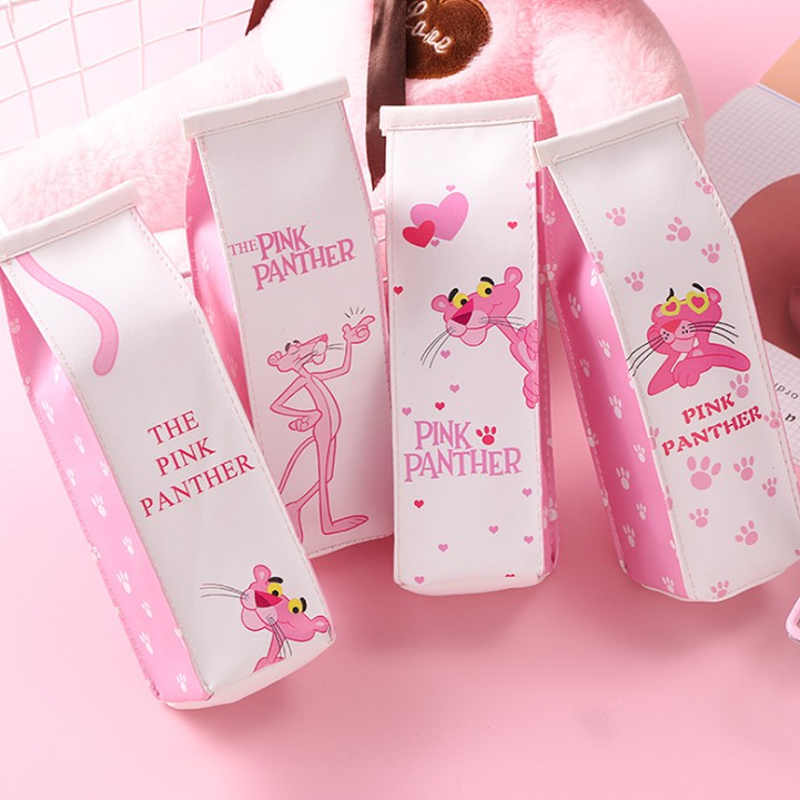 Bóp da Báo hồng Pink Panther dạng bịch sữa