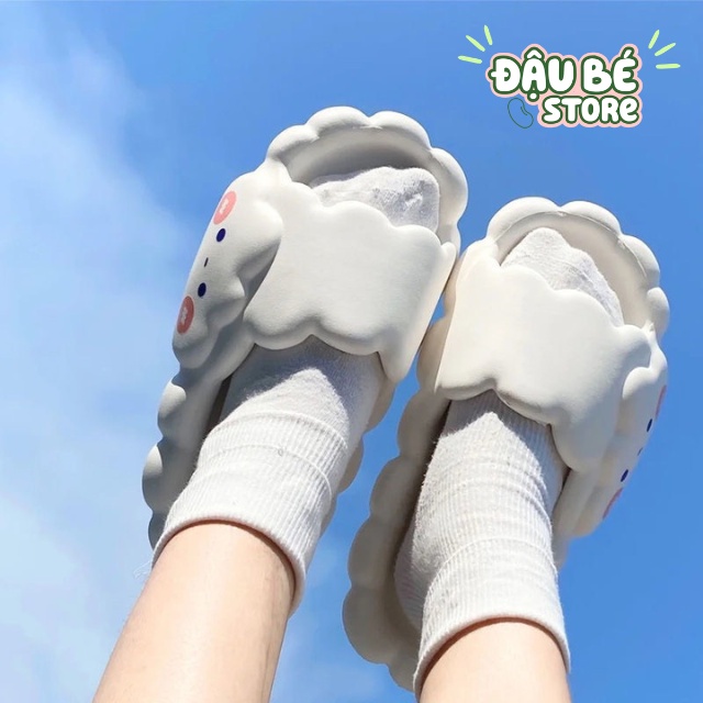 Dép Bánh Mì Nữ Đám Mây Hoạt Hình Ulzzang Cute - Dép Quai Ngang Nữ Unisex Ngộ Nghĩnh Đế Mềm Chống Trơn - Daube - D047