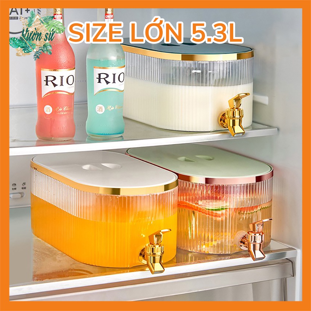 Bình đựng nước để tủ lạnh (loại cao cấp) viền vàng sang trọng tiện lợi, an toàn thể tích 5.3L - VS311