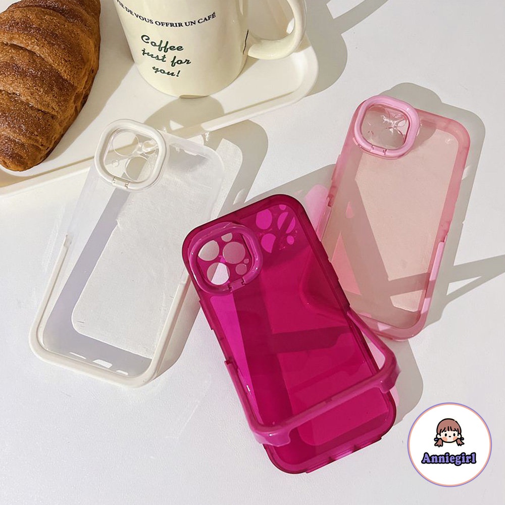 Ốp Điện Thoại TPU Mềm Trong Suốt Màu Kẹo Chống Trầy Xước Có Giá Đỡ Vô Hình Cho IPhone 13 12 11 Pro Max