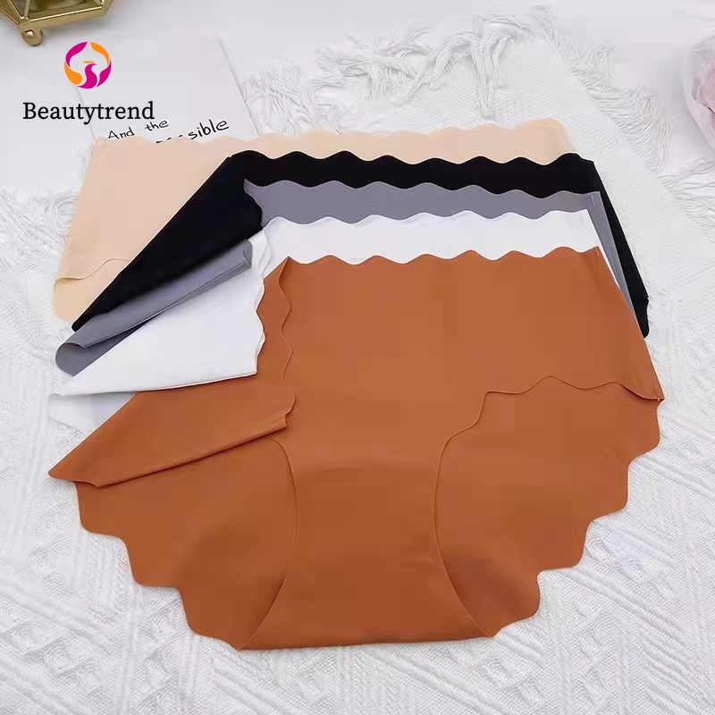 Quần lót thể thao Beautytrend không lộ đường may lưng vừa vải lụa lạnh thoáng khí thoải mái cho nữ tùy chọn màu sắc