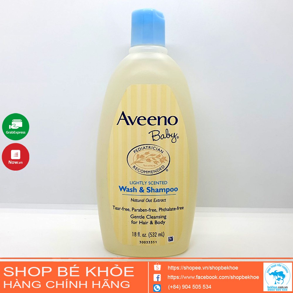 Sữa tắm gội yến mạch Aveeno Baby Wash & Shampoo 532ml