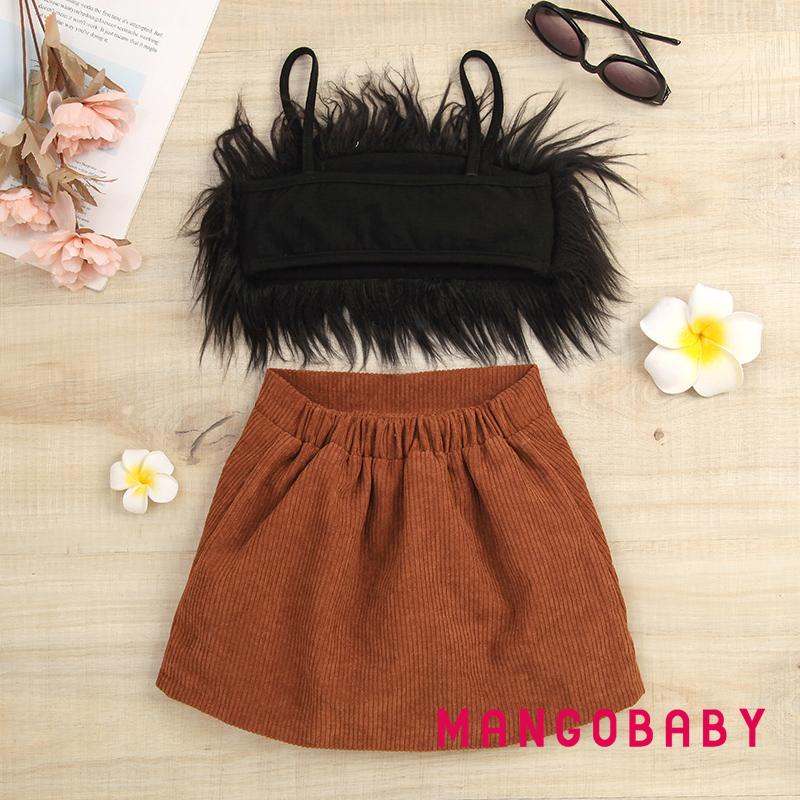 Set Áo Không Tay Màu Trơn + Chân Váy Chữ A Lưng Cao Phối Hàng Nút Thời Trang Mùa Hè Cho Bé Gái