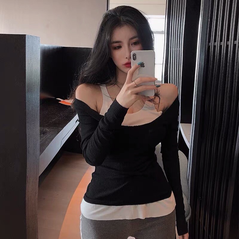 áo 2 lớp, áo len mỏng (ảnh thật up sau, mặc lên hay trễ vai đều đc)