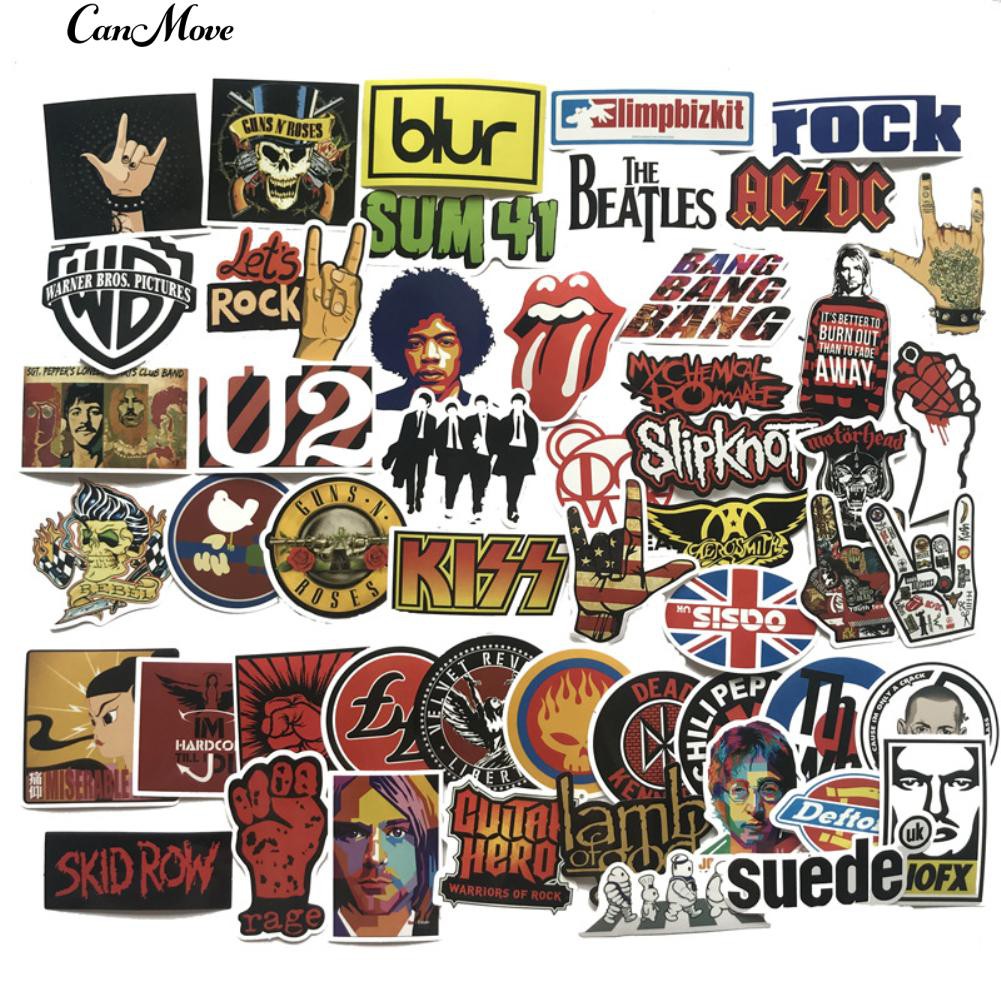 Bộ 50 sticker dán trang trí xe hình biểu tượng nhóm nhạc Rock beatles