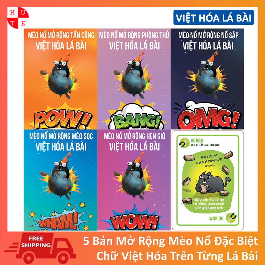 Combo Mèo Nổ Cơ Bản Và 4 Bản Mở Rộng Mèo Nổ Việt Hóa Bản Đẹp