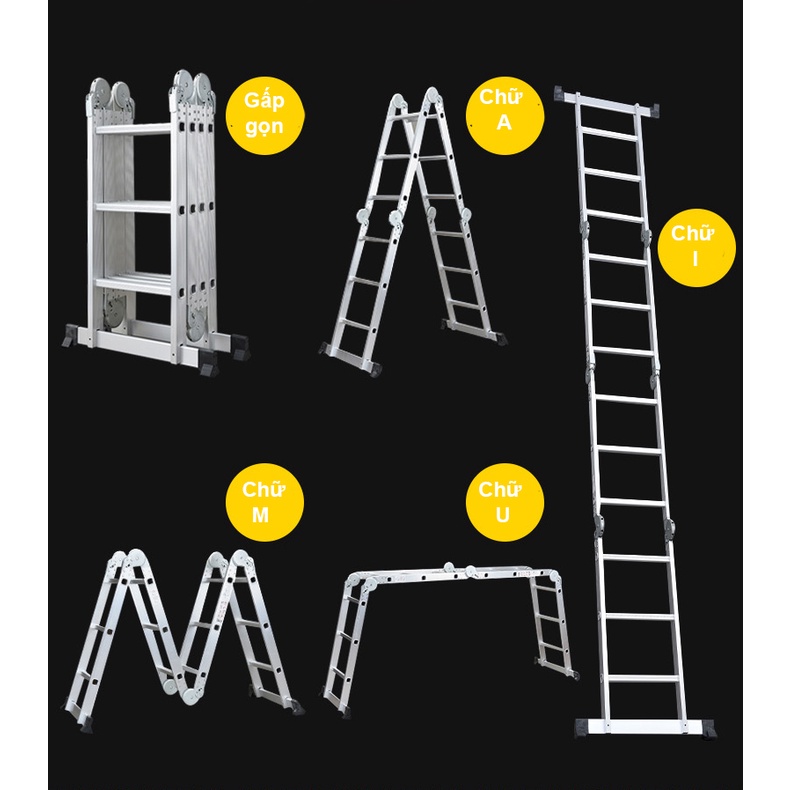 [HỎA TỐC 2H HCM] Thang nhôm gấp 4 đoạn DIY TLG-4D