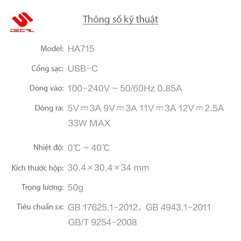 Bộ sạc nhanh GaN 33W Mini ZMI Model HA715