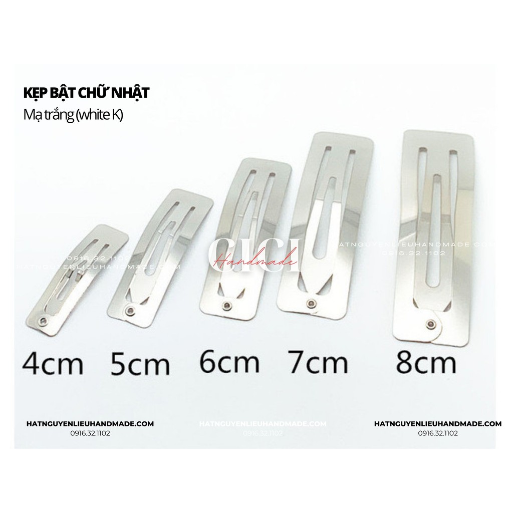 Kẹp bật chữ nhật mạ trắng mạ kim (Túi 5c) Cici Handmade nguyên liệu DIY hạt đính kết, hạt pha lê hạt cườm đính kết