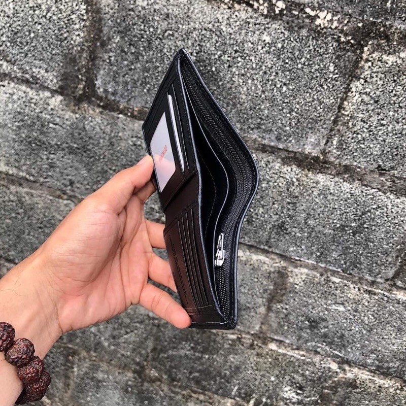 ví nam da nappa khắc tên theo yêu cầu  hàng nhập khẩu có dây kéo LC003 -BH1 năm -có hộp