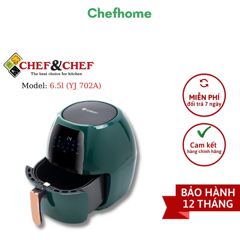 Nồi chiên không dầu CHEF&CHEF 6.5L điện tử (YJ 702A) có thể điều chỉnh với bảng điều khiển được setup sẵn các chức năng