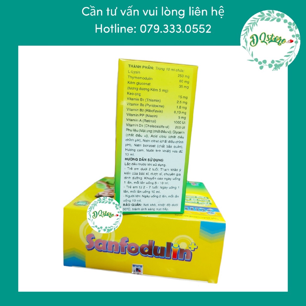 Thymomodulin hàm lượng cao dạng Siro Sanfodulin – Tăng sức đề kháng, tăng hấp thu, bé ăn ngon - hộp 20 ống