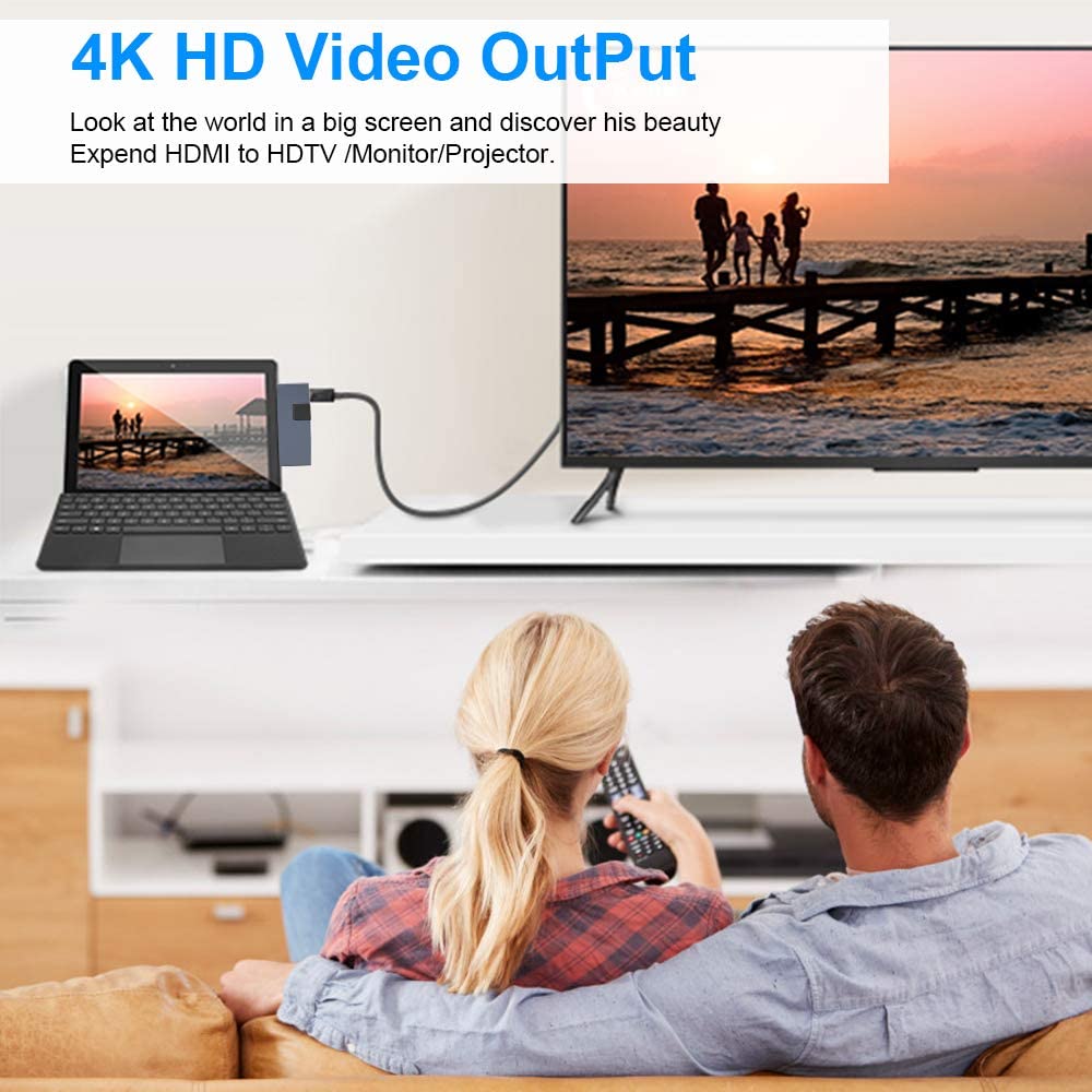 Bộ Chuyển Đổi Với HDMI 4K với 3 cổng USB 3.0 Hỗ Trợ Đọc Thẻ SD / TF / Micro SD Cho Surface Pro 6 / Pro 5 / Pro 4