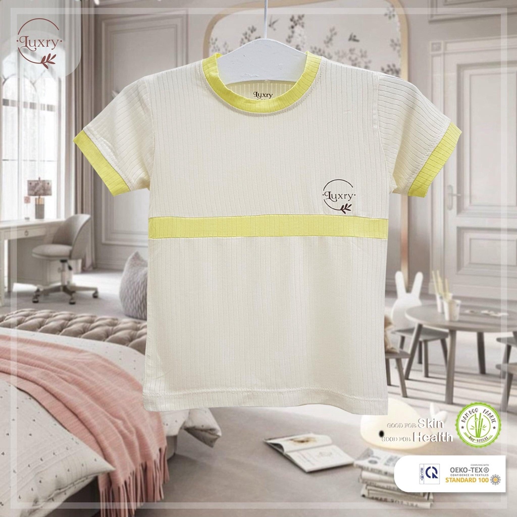 Áo lẻ cộc tay phối thương hiệu chất lượng Luxry dành cho con yêu
