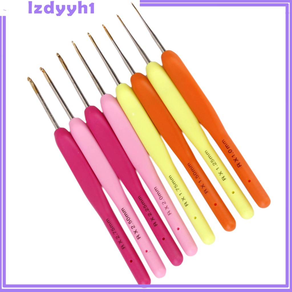 Set 8 Kim Móc Len Đầu Nhựa 1mm-2.75mm Nhiều Màu Sắc
