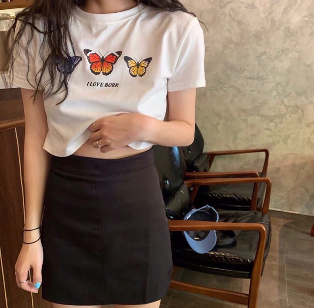 Sale Áo croptop cổ tròn in các kiểu hot trend chuẩn