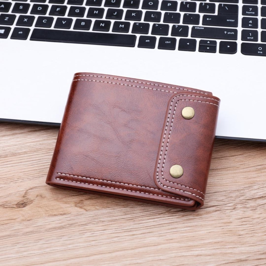 Ví Bóp Da Nam Mini Dáng Ngang Classic Nhỏ Gọn Nhiều Ngăn Đựng Thẻ Đựng Tiền Có Cúc Bấm - O My Bag