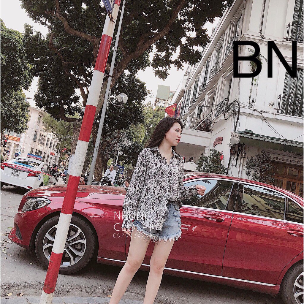 Áo Sơ Mi Nữ Dáng Rộng Họa Tiết Da Rắn Siêu Hot S338