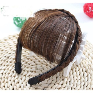 Tóc giả mái thưa kèm băng đô thắt bím