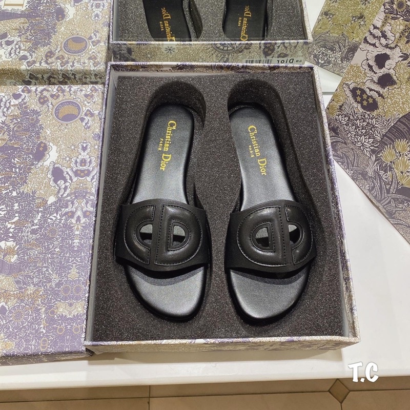 Dép lê D i o r da trơn mũi lợn fullbox