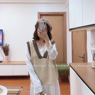 Áo gile len móc dễ thương