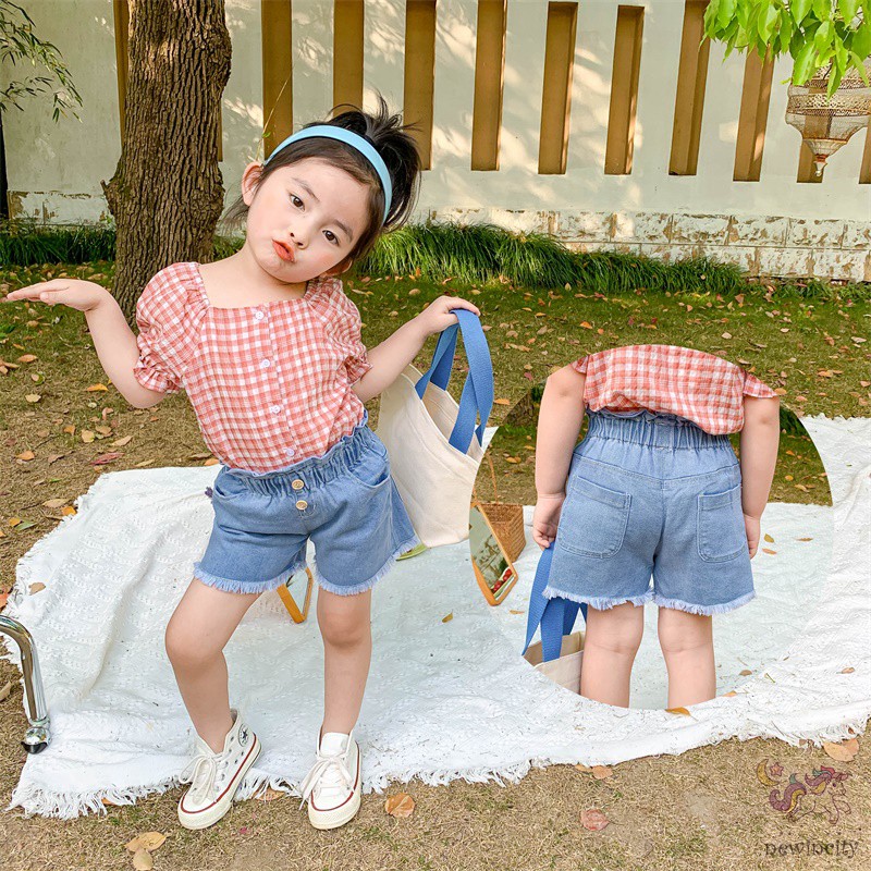 Quần Đùi Jean Lưng Cao Kiểu Hàn Quốc Dễ Thương Cho Bé Gái