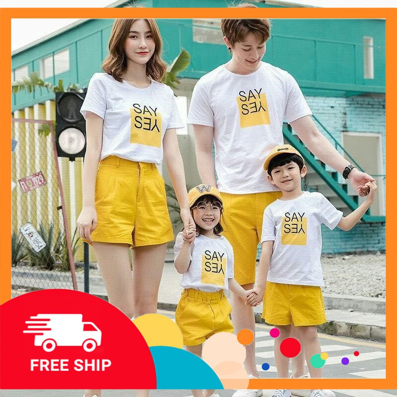 Set gia đình Say Yes (cả áo và quần)-Set bé-Sỉ từ 5 set trở lên - Nhắn tin cho shop để chọn size