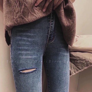 Quần Jeans Ôm Rách Kiểu