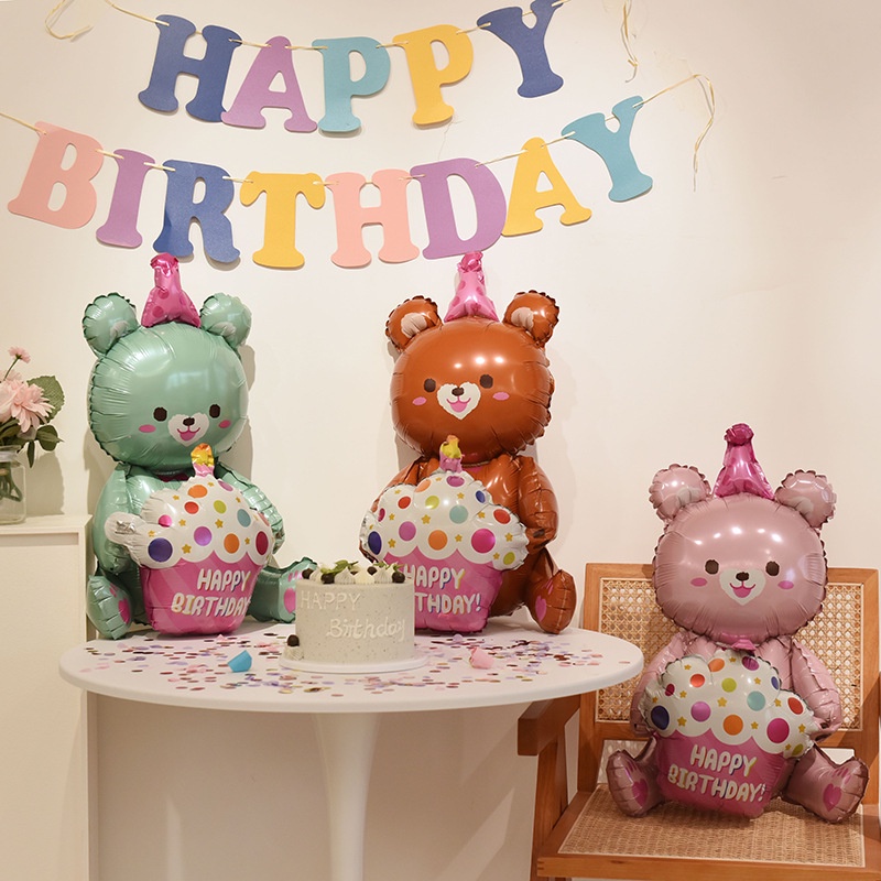 Bong Bóng Lá Nhôm Hình Gấu Hoạt Hình Dễ Thương Dùng Trang Trí Tiệc Sinh Nhật / Tiệc Tùng Cho Bé Gái