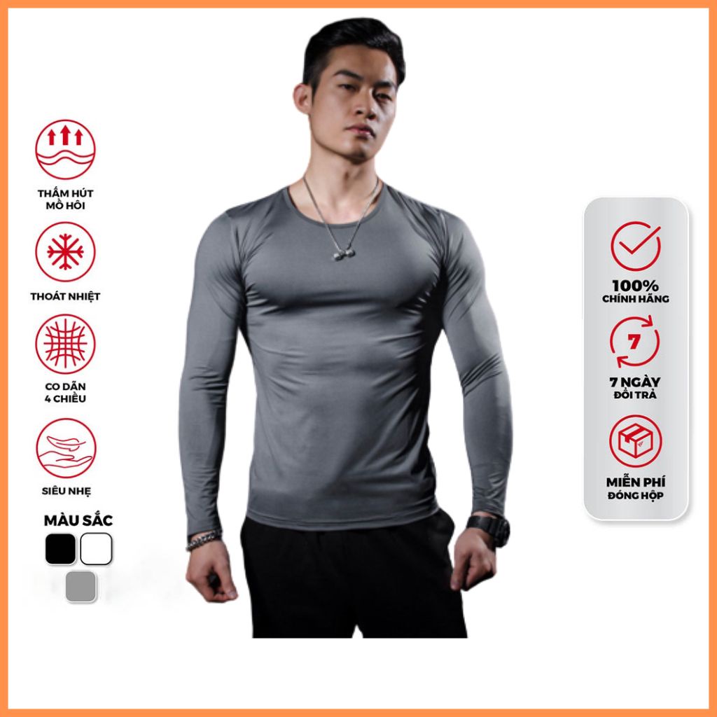 Áo thun nam tay dài giữ nhiệt thể thao BASIC rộng cổ viền cao cấp, phong cách trẻ trung, co giãn, giữ ấm tốt NZ1