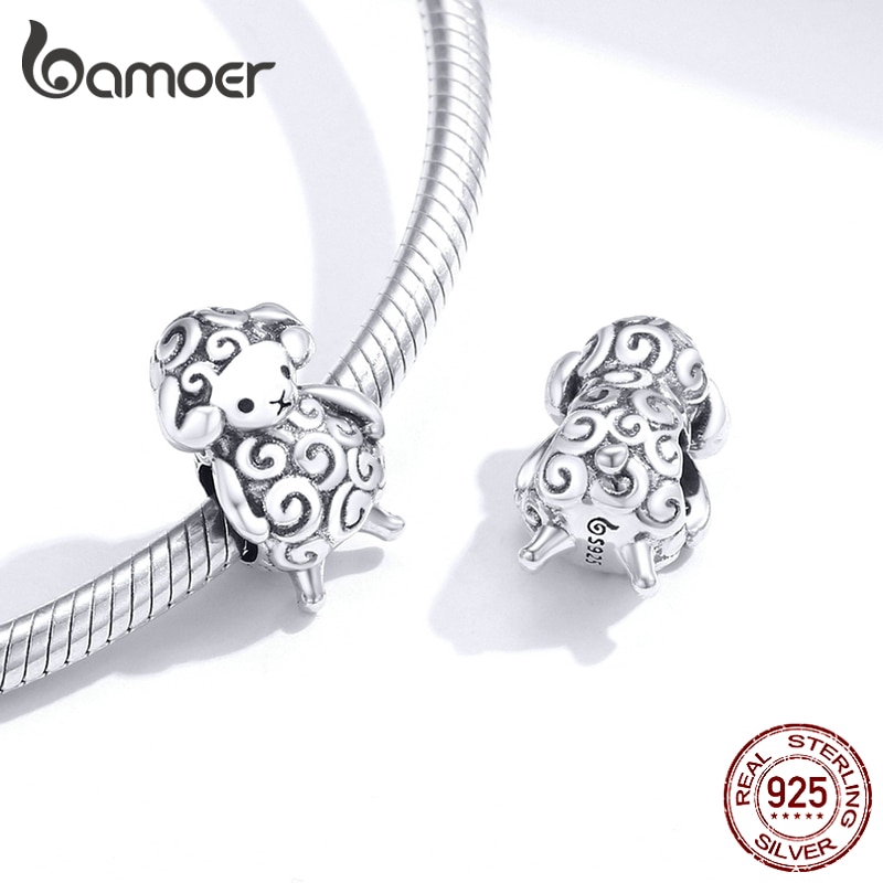 Phụ Kiện Hạt Bamoer BSC187 Bằng Kim Loại Dùng Làm Trang Sức Hình Chú Cừu Con