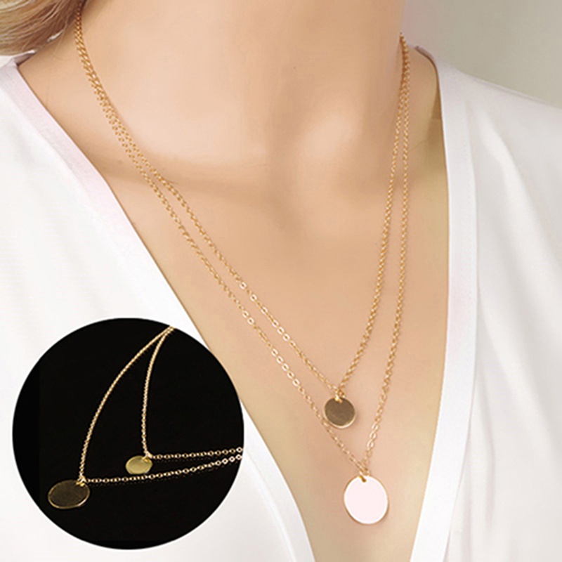 Dây chuyền 2 sợi mạ vàng hình tròn xinh xắn