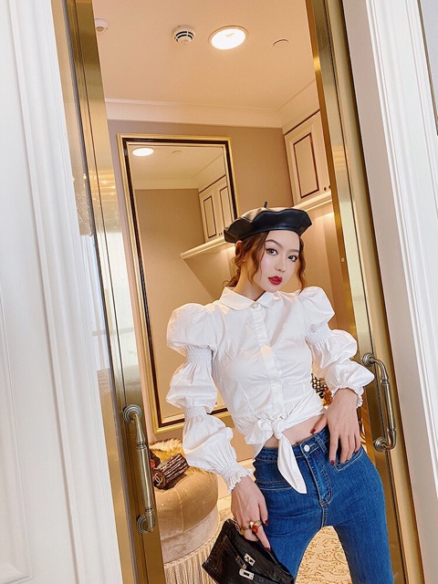 Set Sơmi 2 Lớp Tay Bồng Kèm Áo Cúp Ngực Thêu Hoa Hồng 🌹