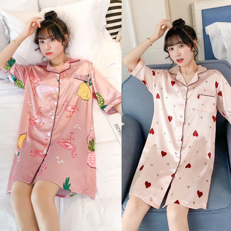 Váy Ngủ Lụa Dáng Rộng Thiết Kế Quyến Rũ Trẻ Trung Cho Bạn Gái