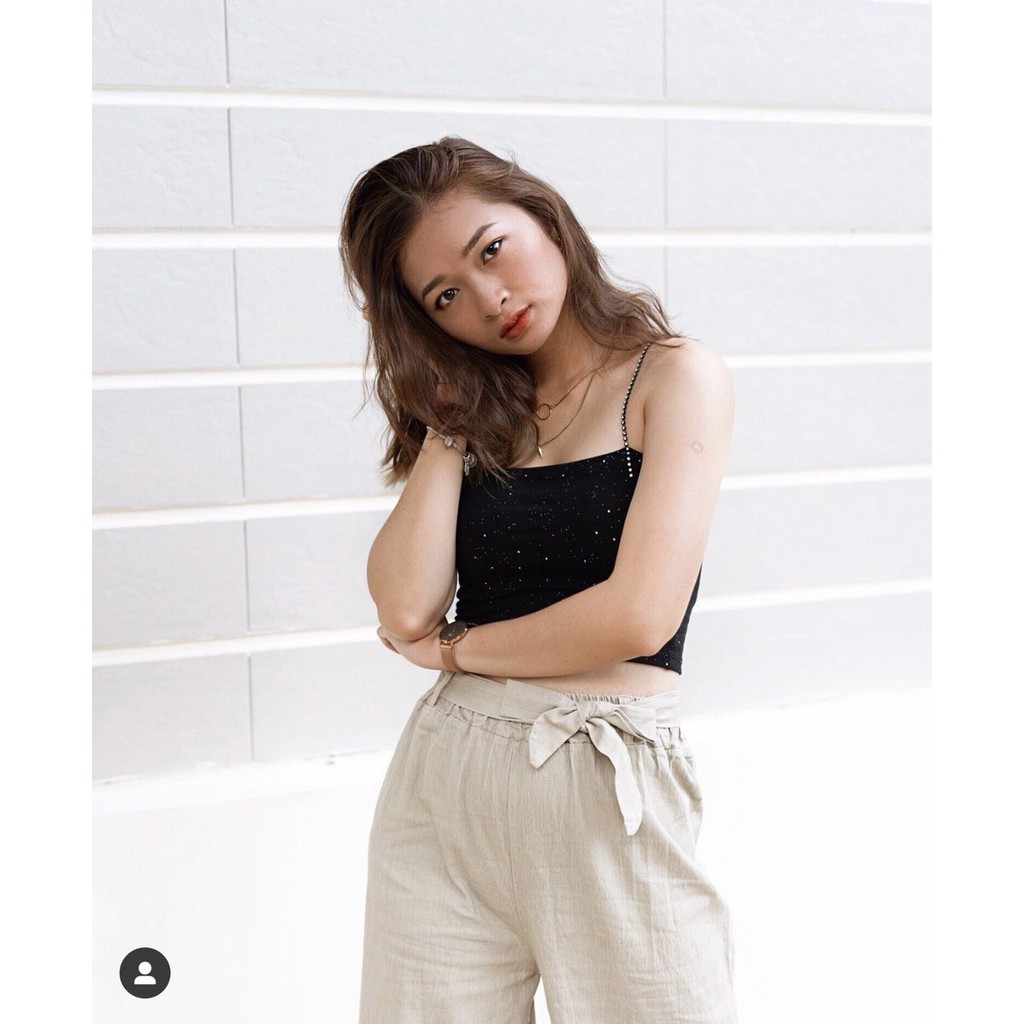 Sản phẩm Áo Croptop Nữ Ôm Phong Cách Rộng Dễ chịu Chuẩn Hàn Quốc | Áo Croptop 2 Dây Kim Tuyến CT06 | Guchistore