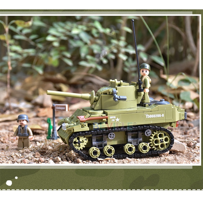 Bộ Đồ Chơi Lắp Ráp  Xe Tăng Quân Đội WW2 M5 344 Mảnh Ghép Cho Bé
