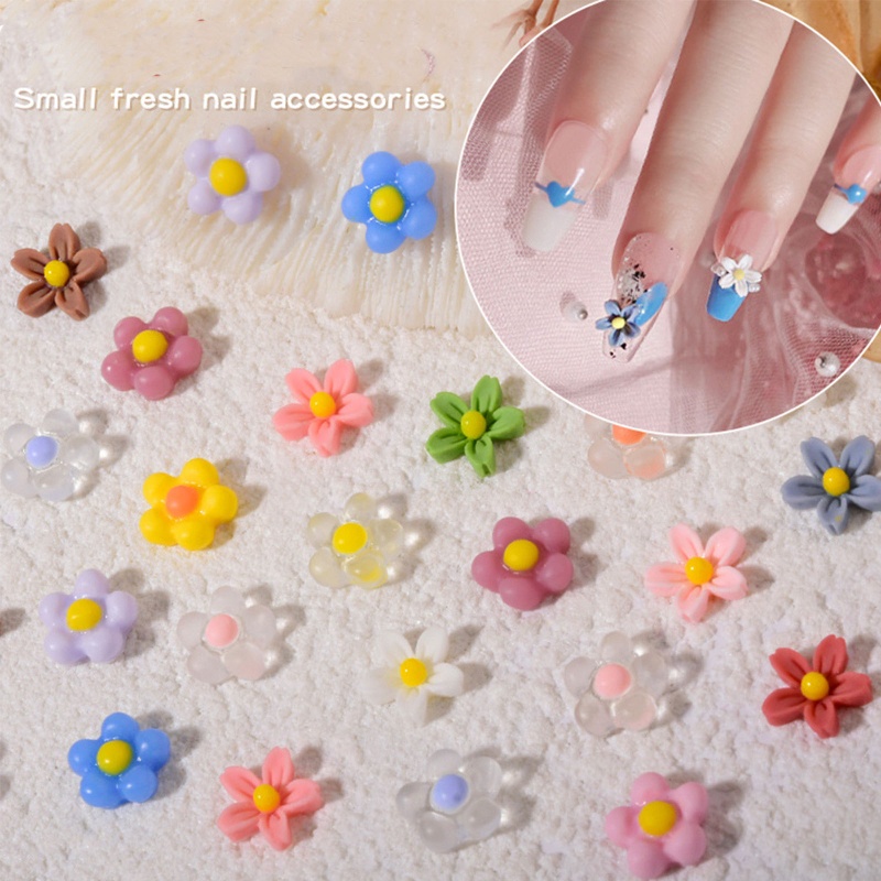 Set 50 Hoa Nhựa Resin 3D Lấp Lánh Trang Trí Móng Nghệ Thuật