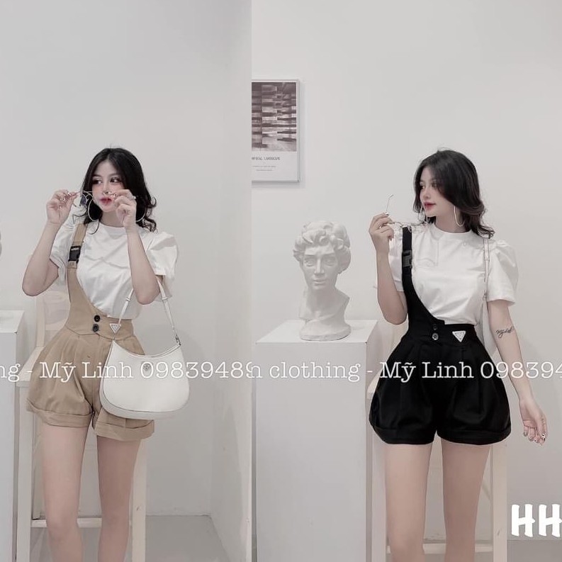 Set Yếm 2 Món Sơ Mi Tay Bồng Lệch Vạt | BigBuy360 - bigbuy360.vn