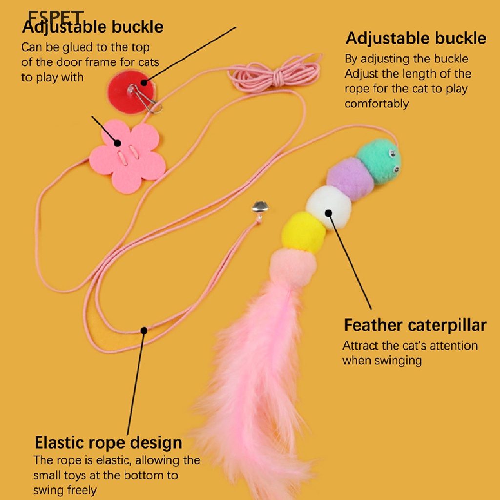 Đồ Chơi Tương Tác Tự Dính Hình Sâu Bướm Có Dây Thừng Treo Cửa Cho Mèo Cưng