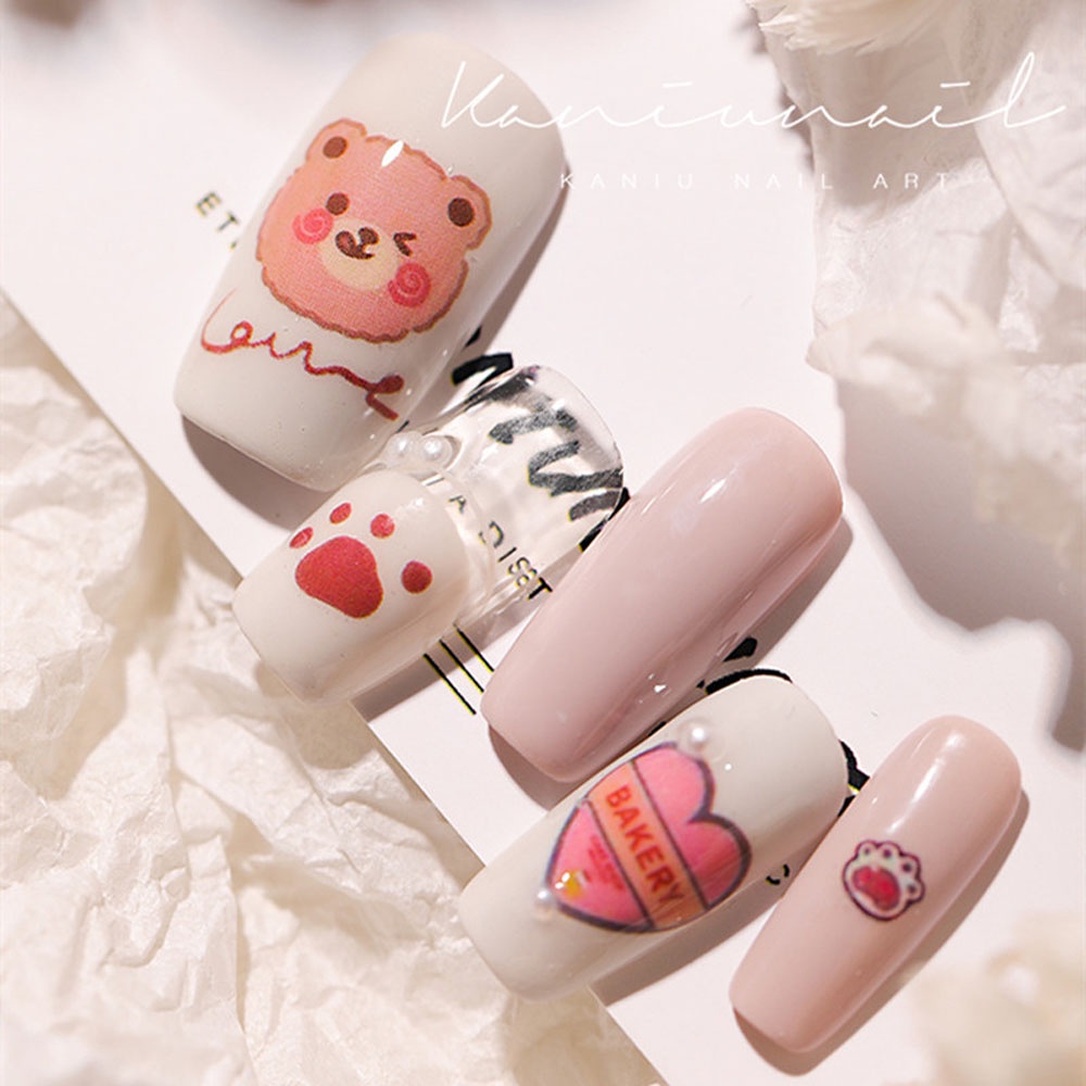 Miếng Dán Trang Trí Móng Tay Hình Gấu 3D Nhiều Màu Dễ Thương