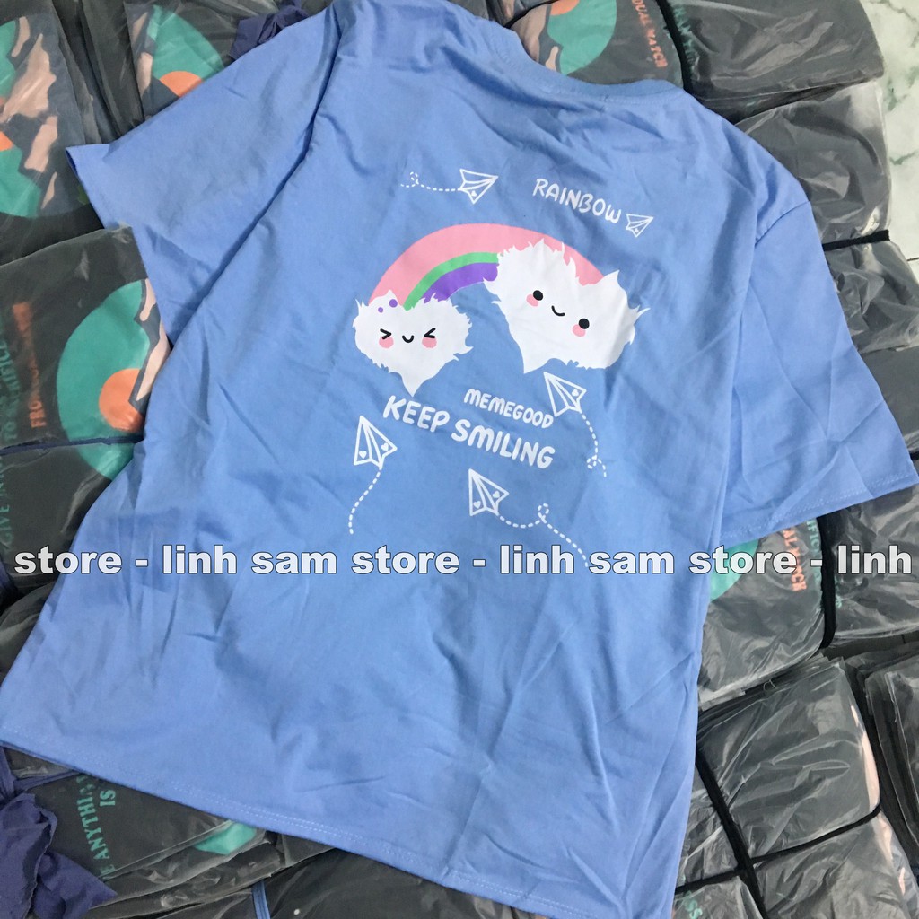 Áo thun tay lỡ nữ SAM CLO freesize phông form rộng dáng Unisex, mặc lớp, nhóm, cặp in hình MÂY CẦU VỒNG KEEP SMILING | BigBuy360 - bigbuy360.vn