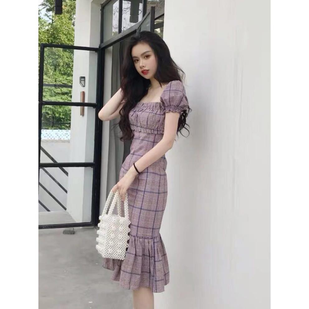 Váy kẻ tím đuôi cá -