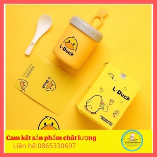 Bình ủ cháo vịt vàng kèm thìa lõi inox 304 an toàn