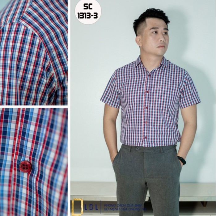 Áo sơ mi nam công sở tay ngắn LDL  họa tiết kẻ sọc với 100% cotton mền mịn,  thoáng mát, kháng khuẩn tốt | BigBuy360 - bigbuy360.vn