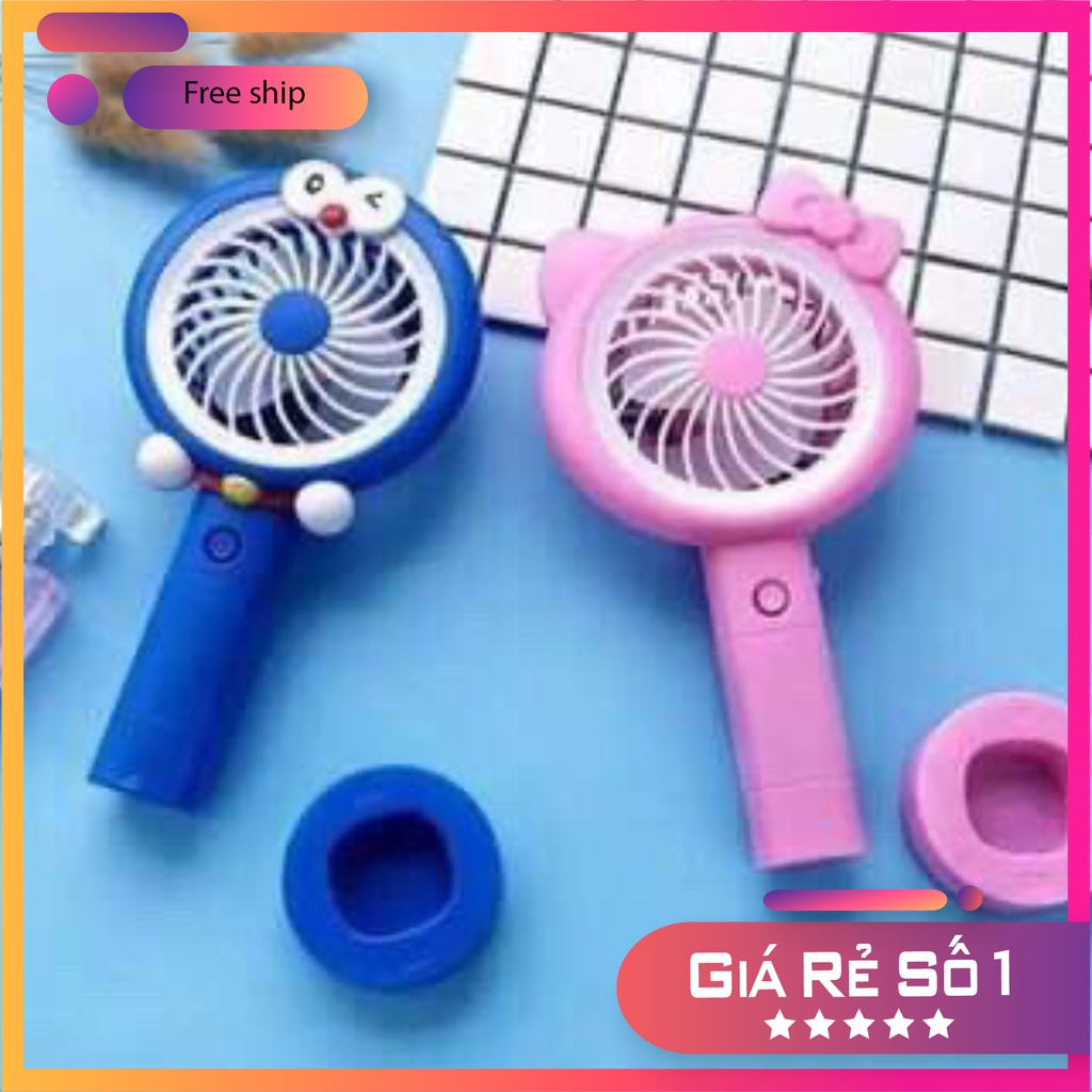 Quạt mini cầm tay 5 cánh dùng pin sạc hình thú dễ thương - Nhiều mẫu lựa chọn