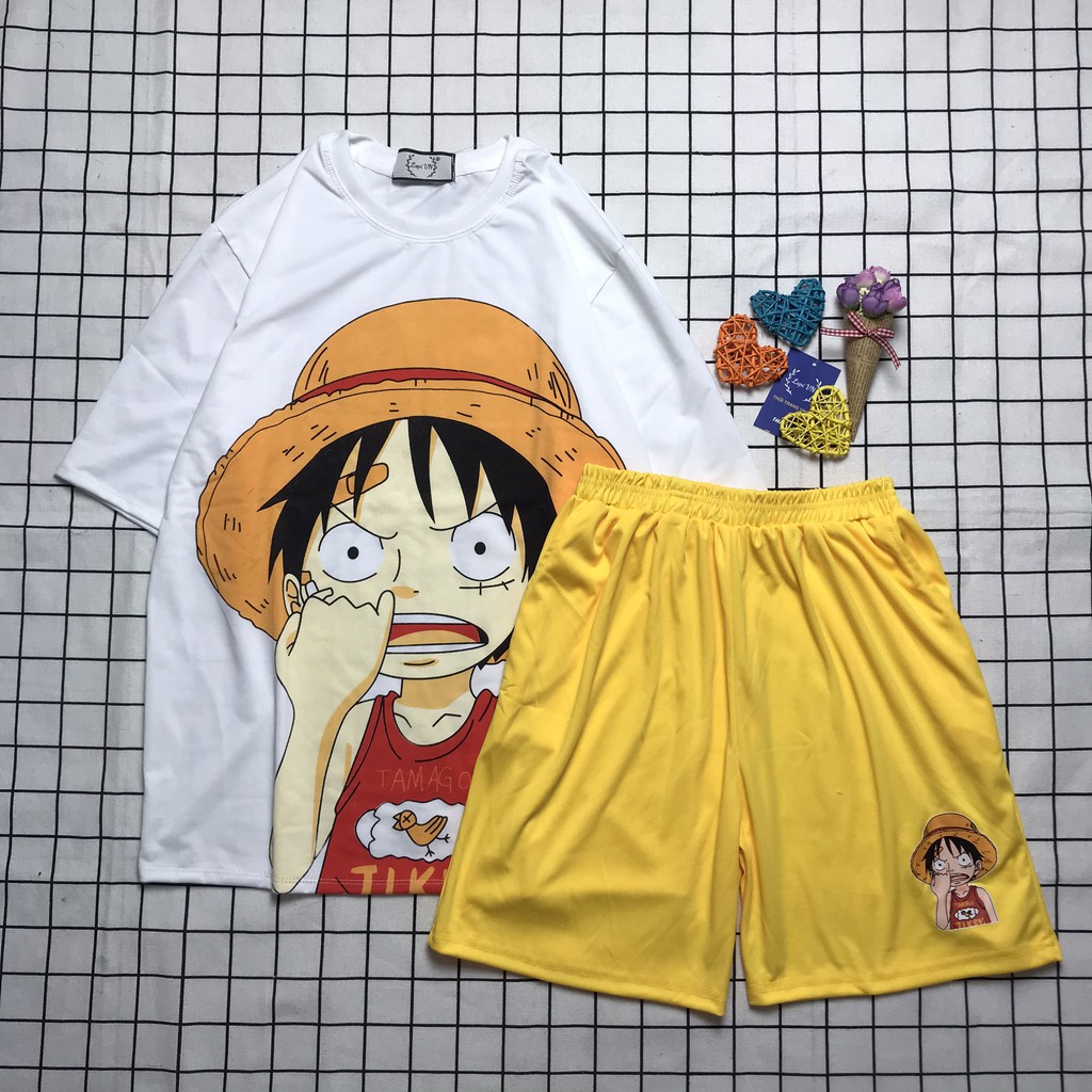 Đồ Bộ Hoạt Hình Uniex Tay Lỡ Luffy Lapi VN, Đồ Bộ Cartoon, Freesize, Thun Cotton, Nam Nữ Đều Mặc Được