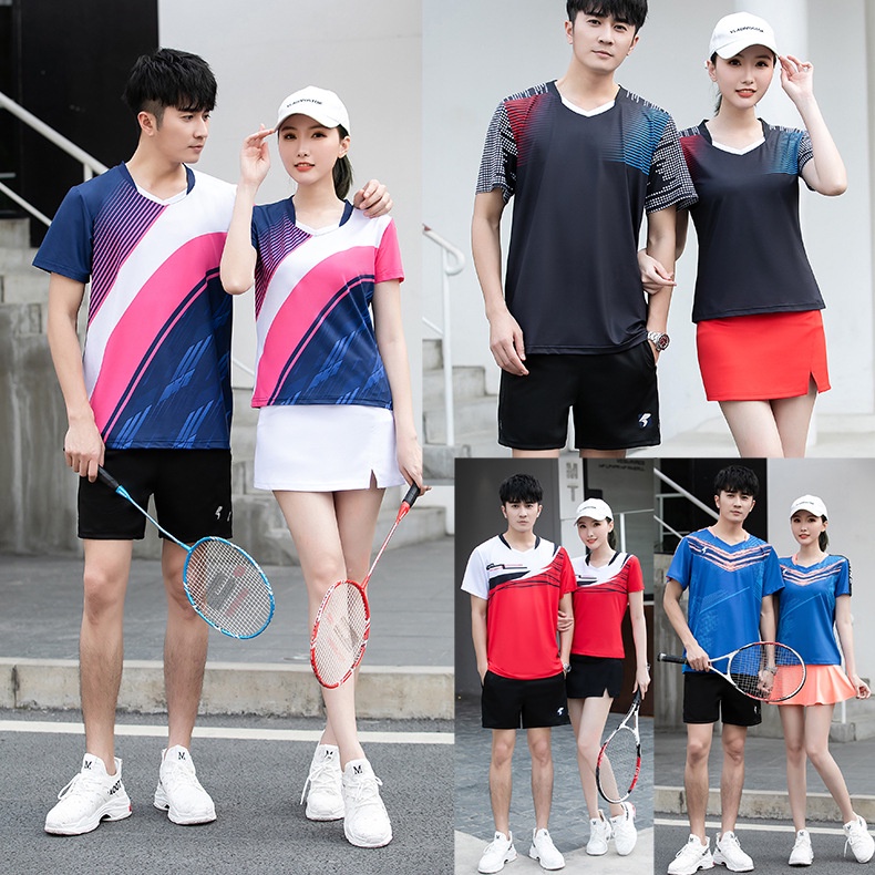 Bộ Đồng Phục Cầu Lông Ngắn Tay Phong Cách Thể Thao Thời Trang Cho Nam Nữ